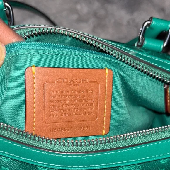 Coach Teal Signature Satchel Bag - Picture 3 of 5